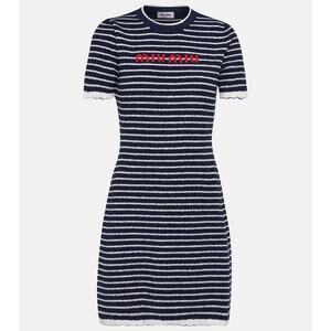 NWT MIU MIU Striped cotton-blend bouclé minidress